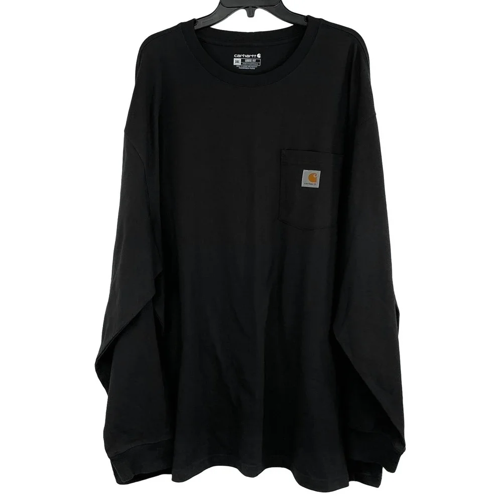 Carhartt Men's 3XL Black Long Sleeve Pocket T-Shirt Loose‎ Fit Heavyweight